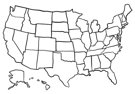 50 States Map Blank Printable
